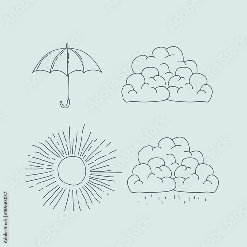 monochrome graphic with climate icons set vector illustration