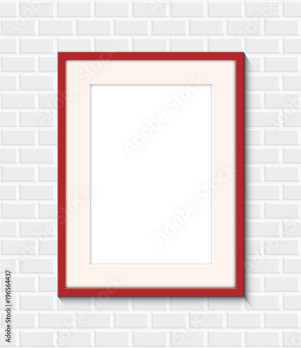 red frame on a brick wall
