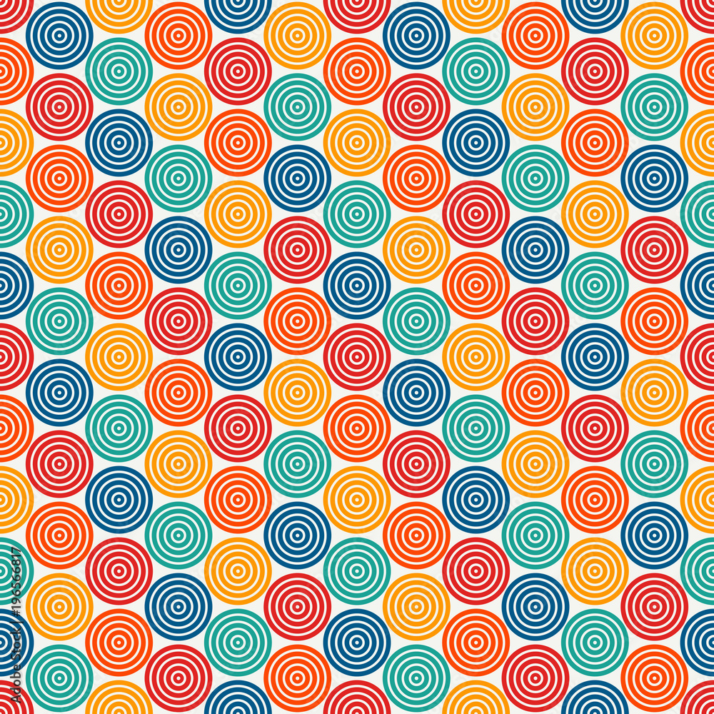 Seamless pattern with simple geometric forms. Repeated circles wallpaper. Abstract background with round vortexes