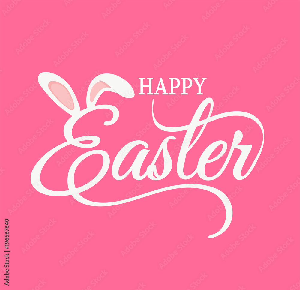 Happy Easter Typography with rabbit ears-Easter banner and greeting card template