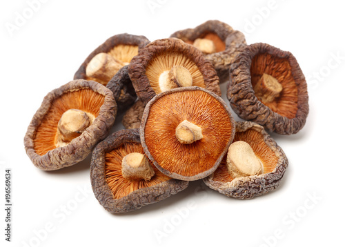 shiitake Mushroom crisps on white background