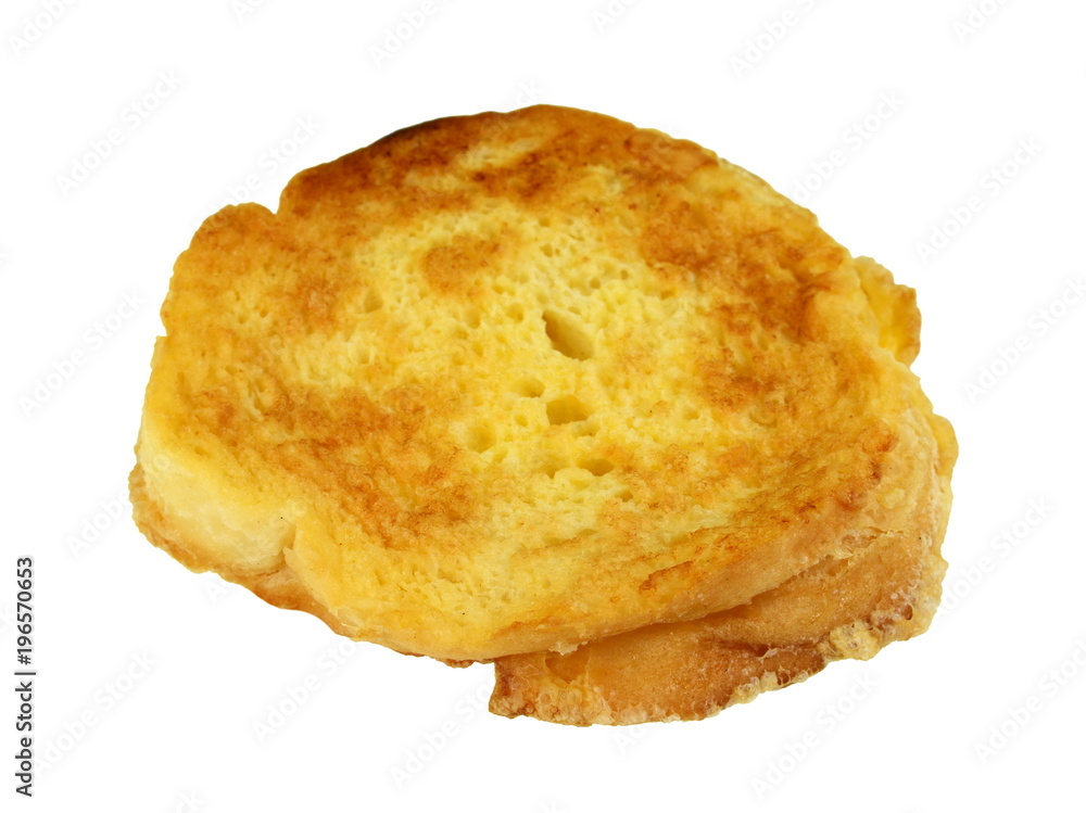 Fried bread slices isolated on white. Fried bread slices isolated on white.