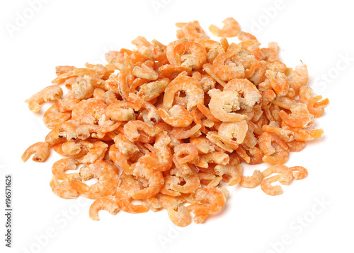 dried shrimp on white background 