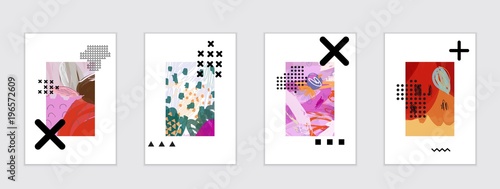 Set of artistic abstract universal card templates