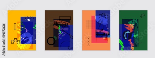 Set of artistic abstract universal card templates