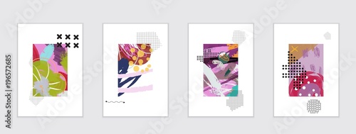 Set of artistic abstract universal card templates
