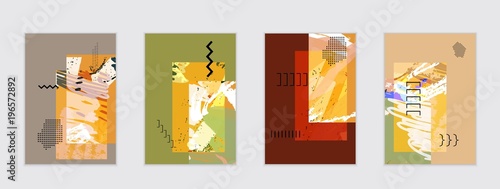 Set of artistic abstract universal card templates
