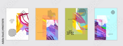 Set of artistic abstract universal card templates