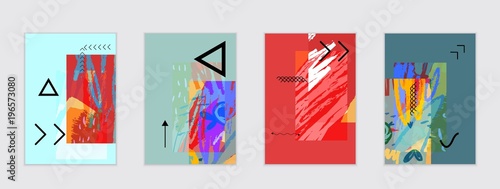 Set of artistic abstract universal card templates