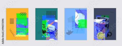 Set of artistic abstract universal card templates