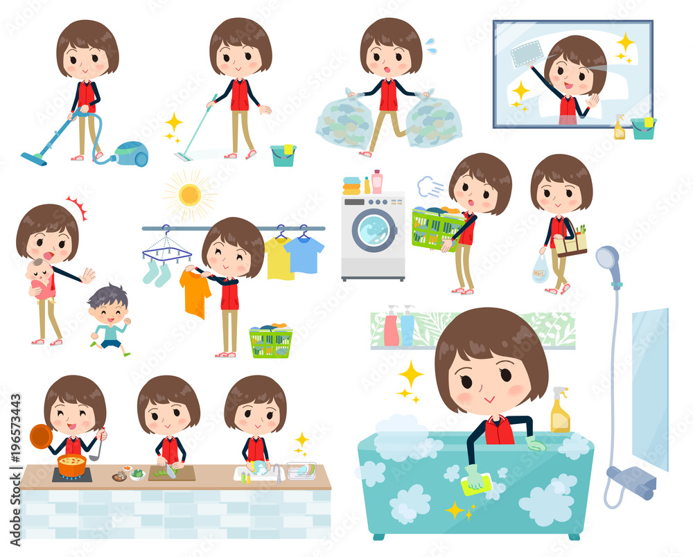 Store staff red uniform women_Housekeeping Store staff red uniform women_Housekeeping