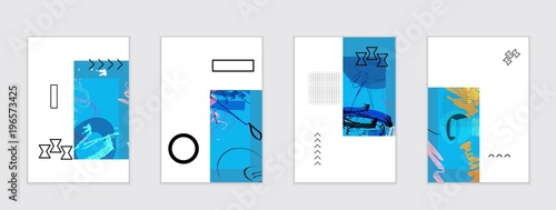Set of artistic abstract universal card templates