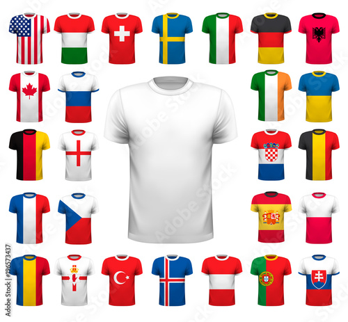 Collection of various soccer jerseys. The T-shirt is transparent and can be used as a template with your own design. Vector.