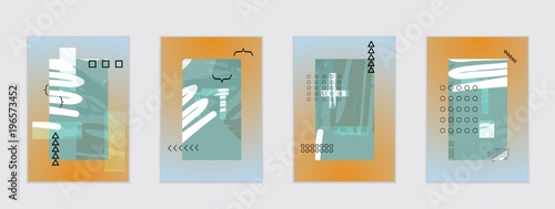 Set of artistic abstract universal card templates