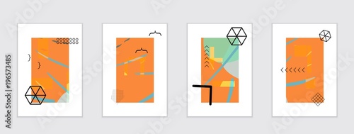 Set of artistic abstract universal card templates