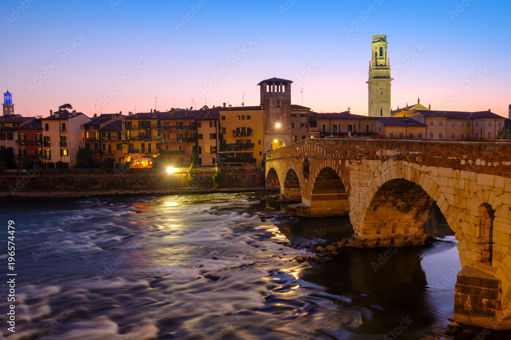 Image of Verona. Pietra bridge on Adige river