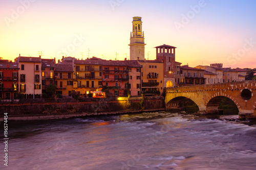 Image of Verona. Pietra bridge on Adige river