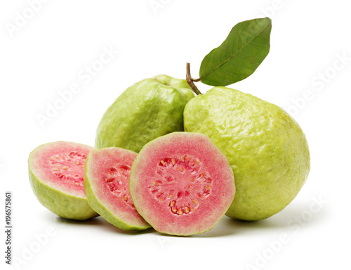 Pink guava isolated on white background