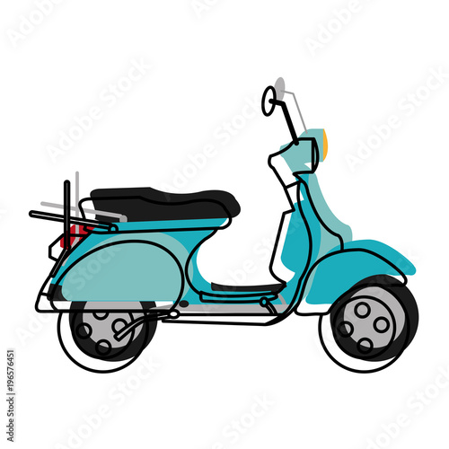 moved color motocycle transportation travel with mirror and wheels