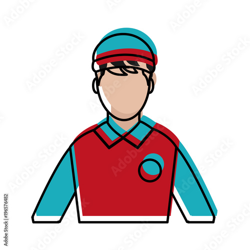 moved color man delivery courier wth hat and t-shirt uniform