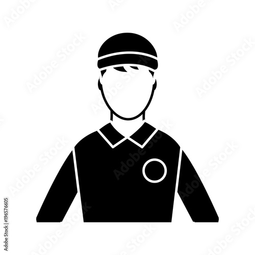 silhouette man delivery courier wth hat and t-shirt uniform