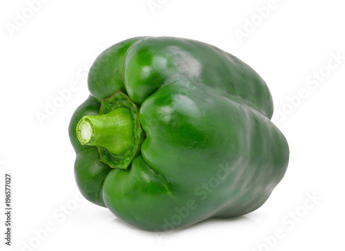 whole green bell pepper isolated on white background