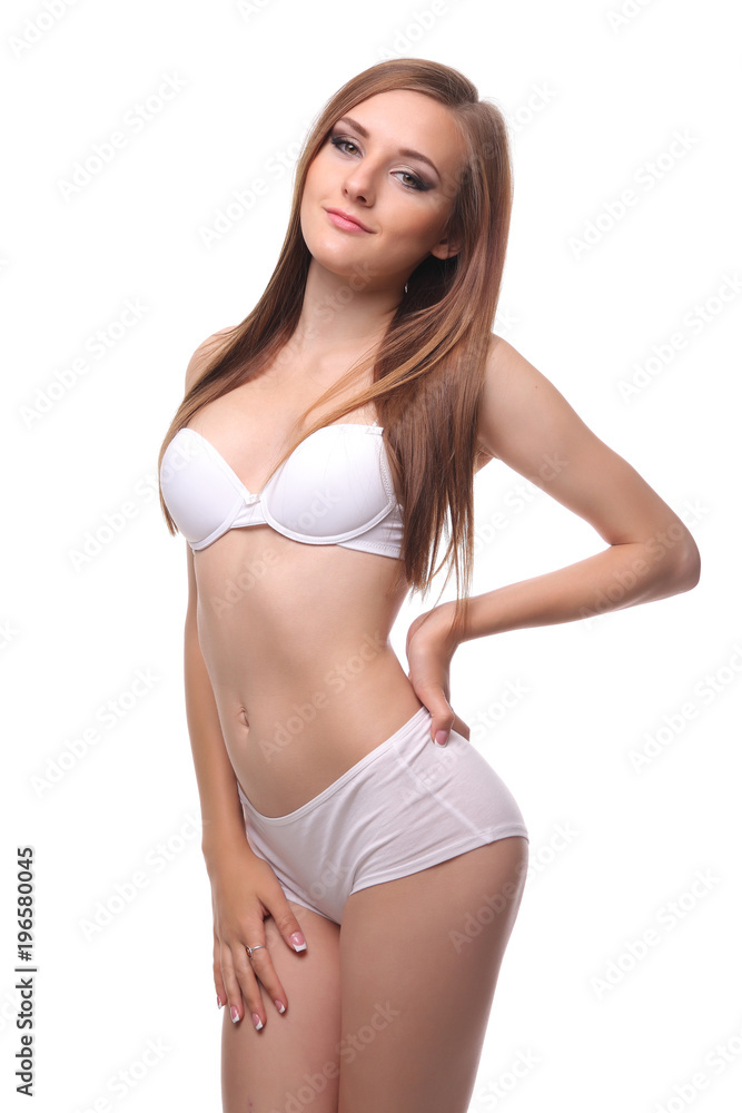 Sexy woman in white lingerie gorgeous figure. Sexy woman in white lingerie gorgeous figure.