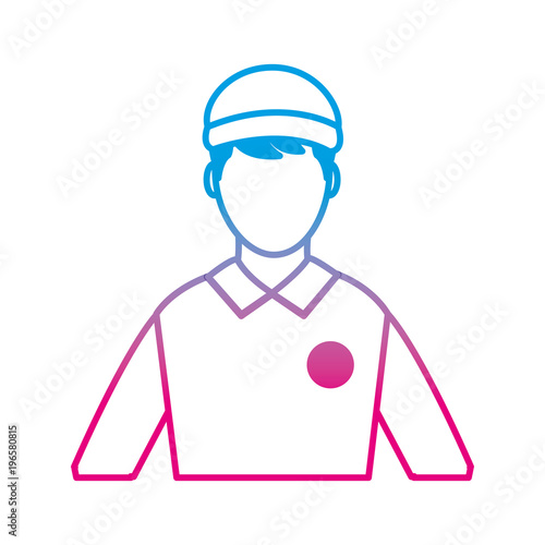 degraded line man delivery courier wth hat and t-shirt uniform
