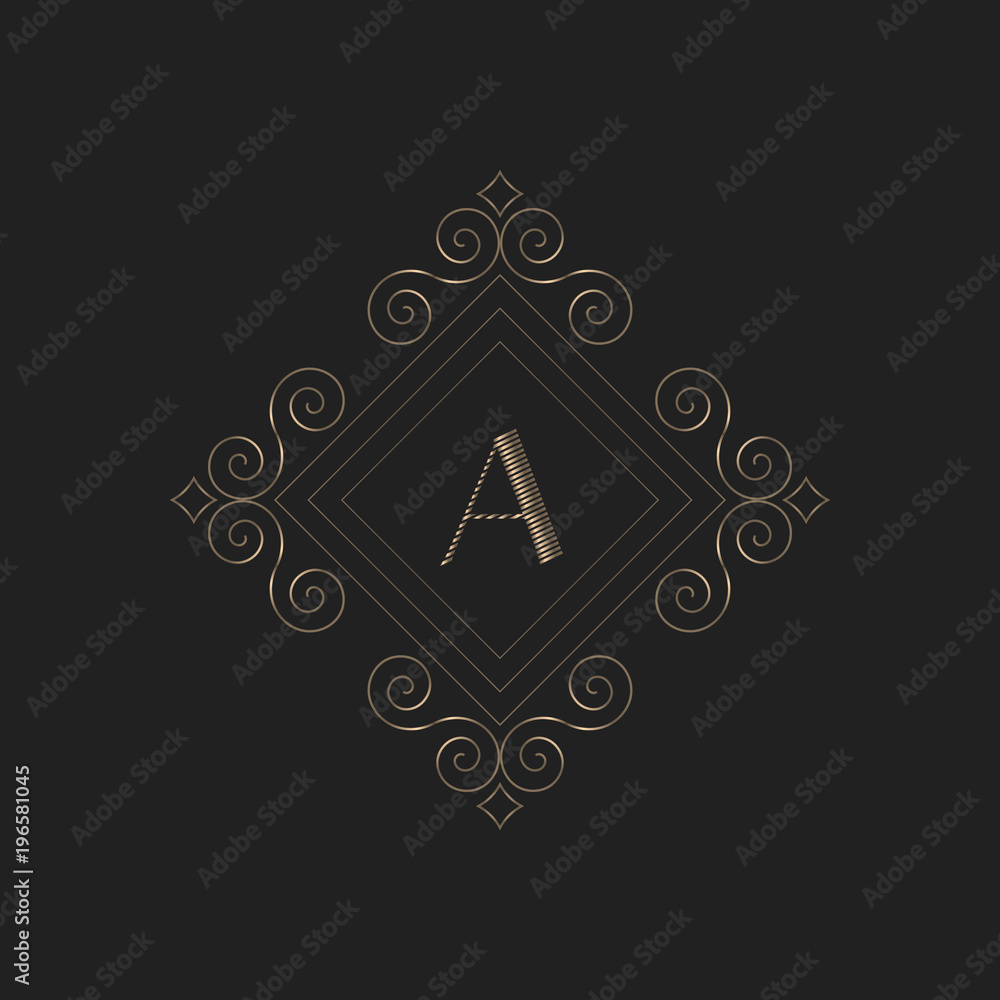 Vintage calligraphic monogram emblem. Luxury elegant ornament logo for restaurant, boutique, hotel, fashion