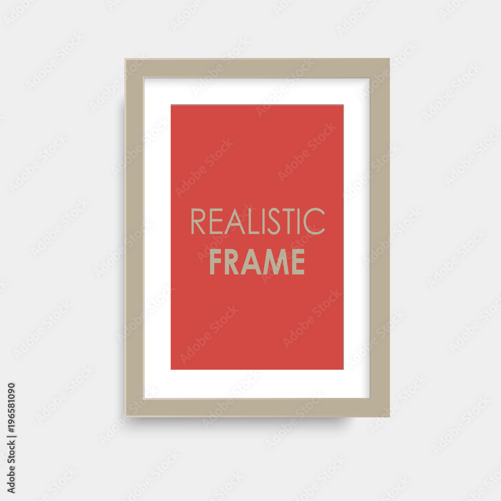 Realistic brown picture frame. Vector.