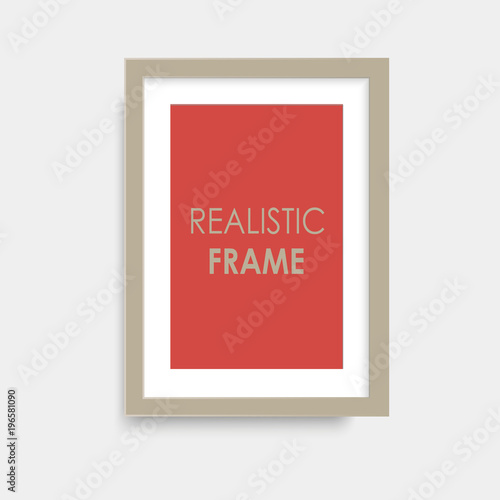 Realistic brown picture frame. Vector.