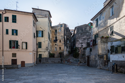 The dark streets of the old city of Italy Ventimiglia
