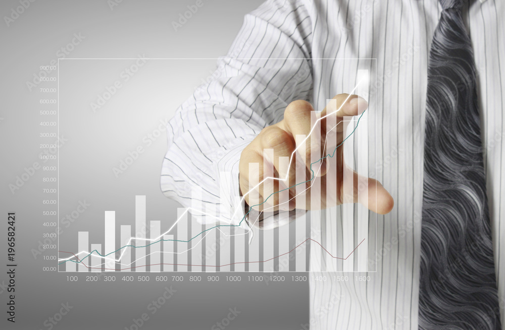 financial symbols coming from hand financial symbols coming from hand