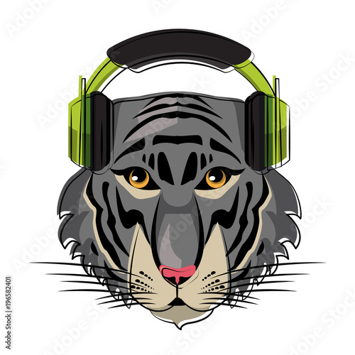 Cool hipster tiger head cartoon vector illustration graphic design