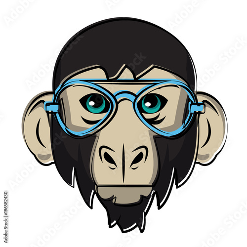 Cool hipster monkey head cartoon vector illustration graphic design