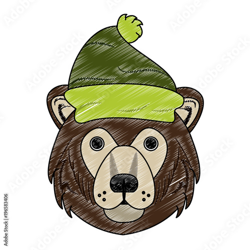 Cool hipster bear head cartoon vector illustration graphic design