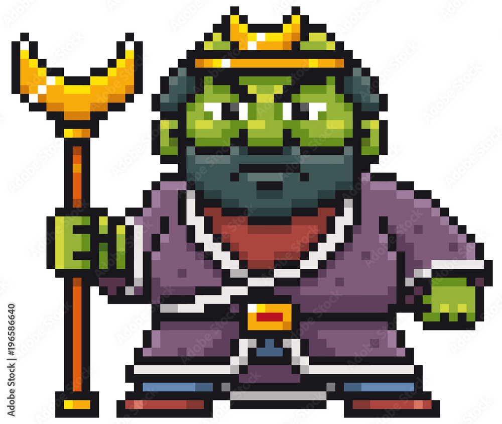 Obraz premium Vector illustration of Cartoon Marine monster - Pixel design