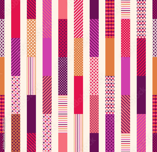 seamless colorful vertical stripes geometric patchwork pattern