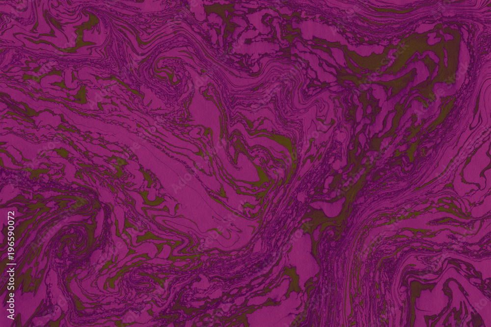 Fototapeta premium Suminagashi marble texture hand painted with pink ink. Digital paper 1155 performed in traditional japanese suminagashi floating ink technique. Decent liquid abstract background.