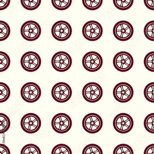 Car wheel vector illustration on a seamless pattern background