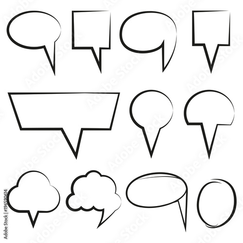 hand drawn diagram elements, arrows, circle and rectangle set