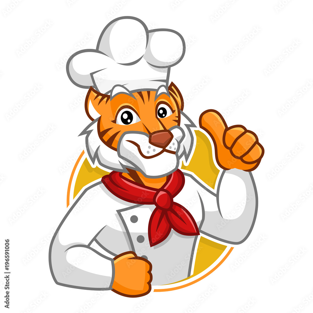 Chef Tiger mascot character design Chef Tiger mascot character design