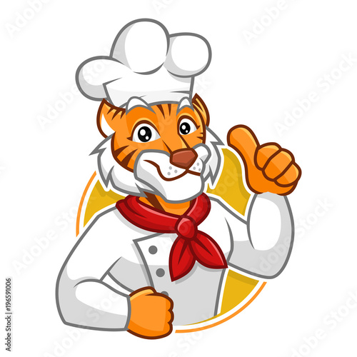 Fototapeta Naklejka Na Ścianę i Meble -  Chef Tiger mascot character design