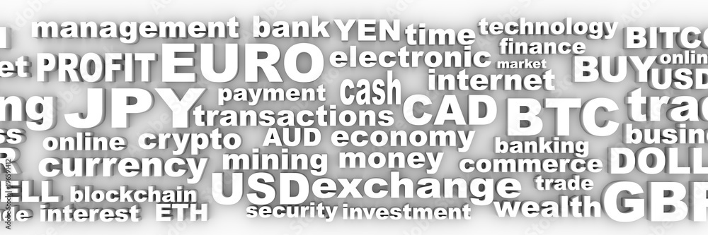 Word collage relative to trading. Illustration with different association terms. 3D rendering Word collage relative to trading. Illustration with different association terms. 3D rendering
