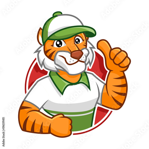 Fototapeta Naklejka Na Ścianę i Meble -  Delivery Tiger mascot character design