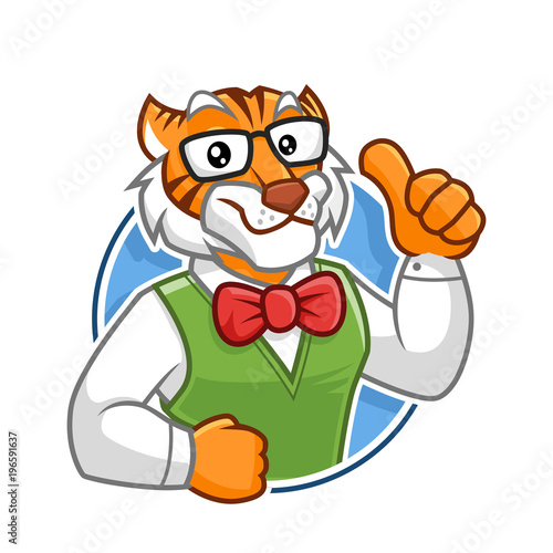 Fototapeta Naklejka Na Ścianę i Meble -  Geek Tiger mascot character design