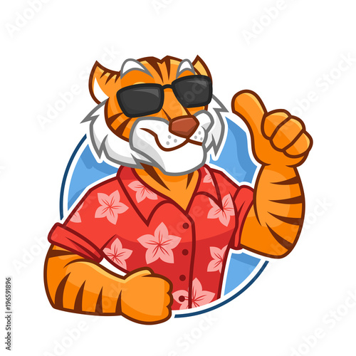 Fototapeta Naklejka Na Ścianę i Meble -  Holiday Tiger mascot character design