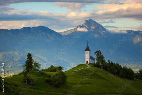 Jamnik church in Slovenia during spring.