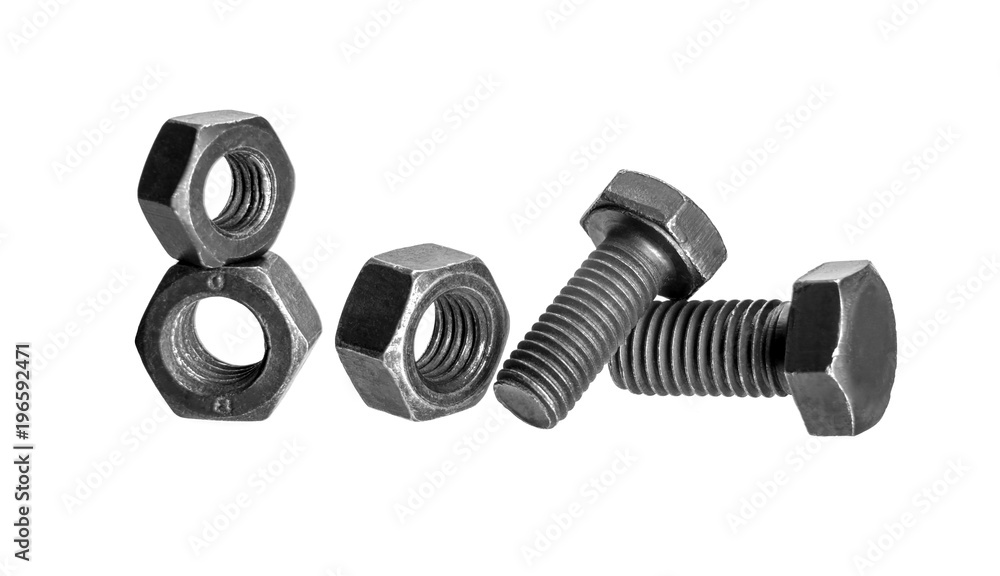 bolt and nut isolated on white background bolt and nut isolated on white background