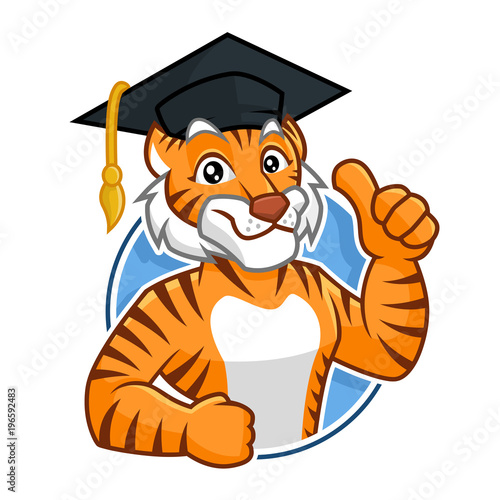 Fototapeta Naklejka Na Ścianę i Meble -  Education Tiger mascot character design